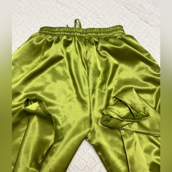 NWOT 💚 Laina Rauma green drawstring club bed lightweight satin pants size S - Picture 13 of 17
